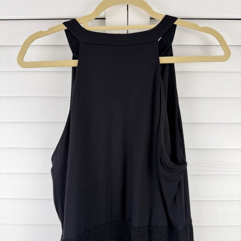 Papermoon Malorie Knit Dress XL Black Halter Keyhole Smocked Waist NEW - Picture 7 of 13